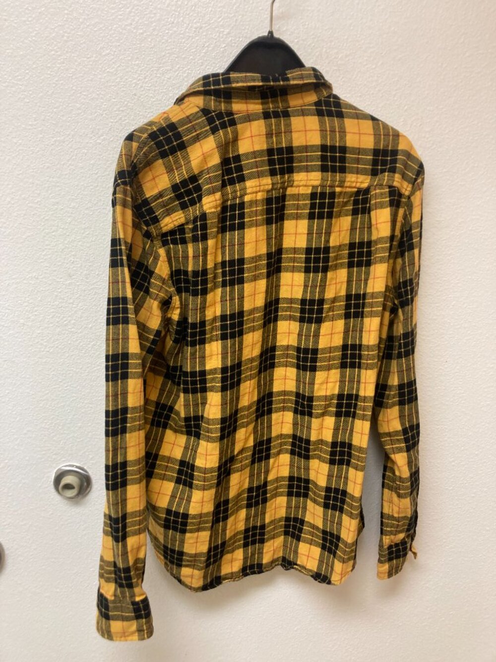 ARIZONA Jean Company Black and Yellow Plaid Flannel Shirt Outdoors Country (L) - Picture 4 of 6